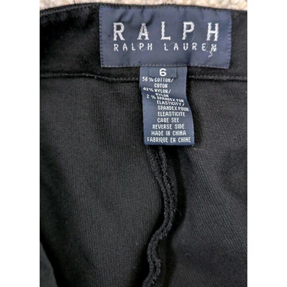 Vintage 90s Ralph Lauren Leather Trim Pants Women 6 Black Camel Tan Trousers - Picture 9 of 13